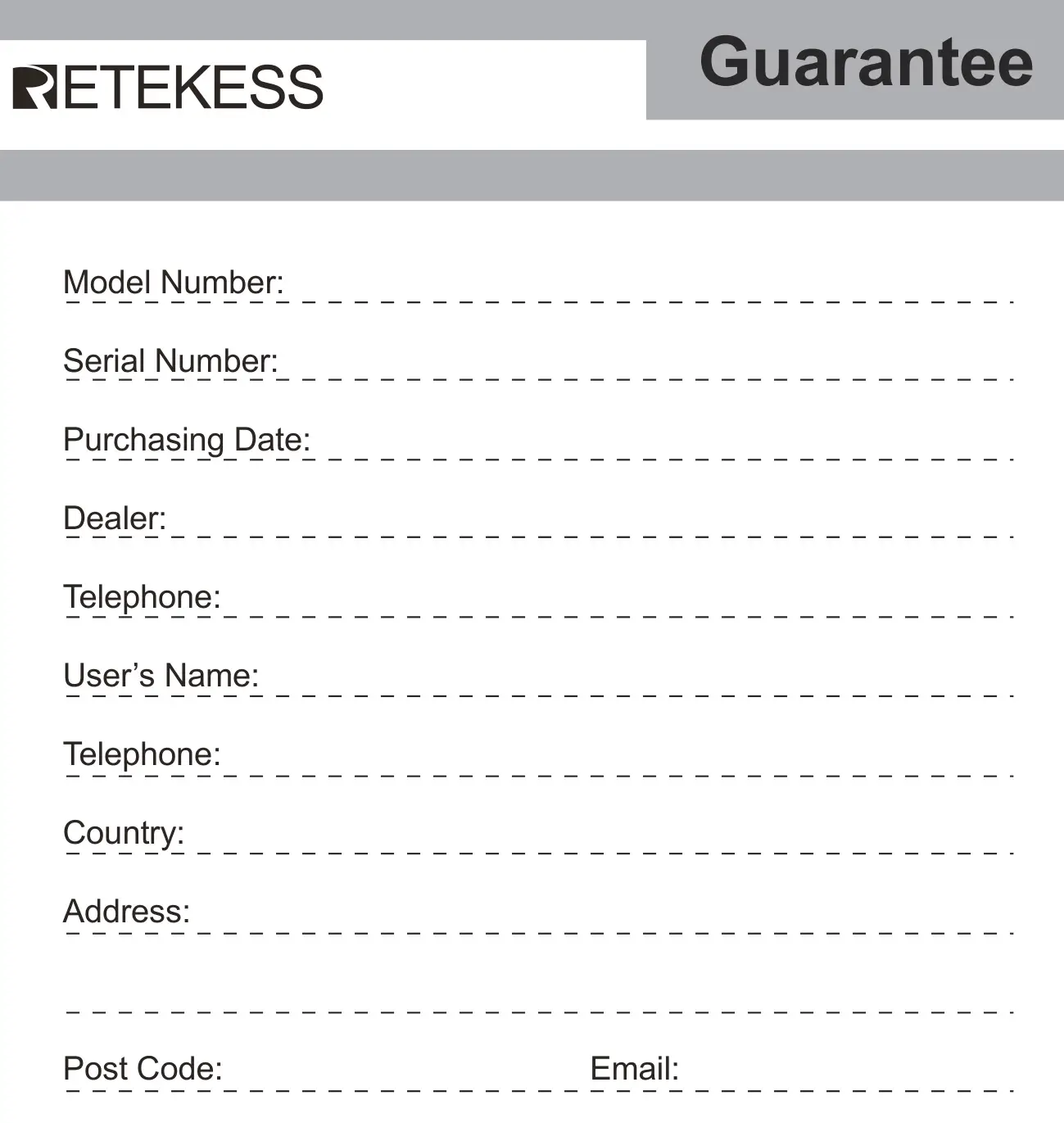RETEKESS TR201 Emergency Radio - Guarantee