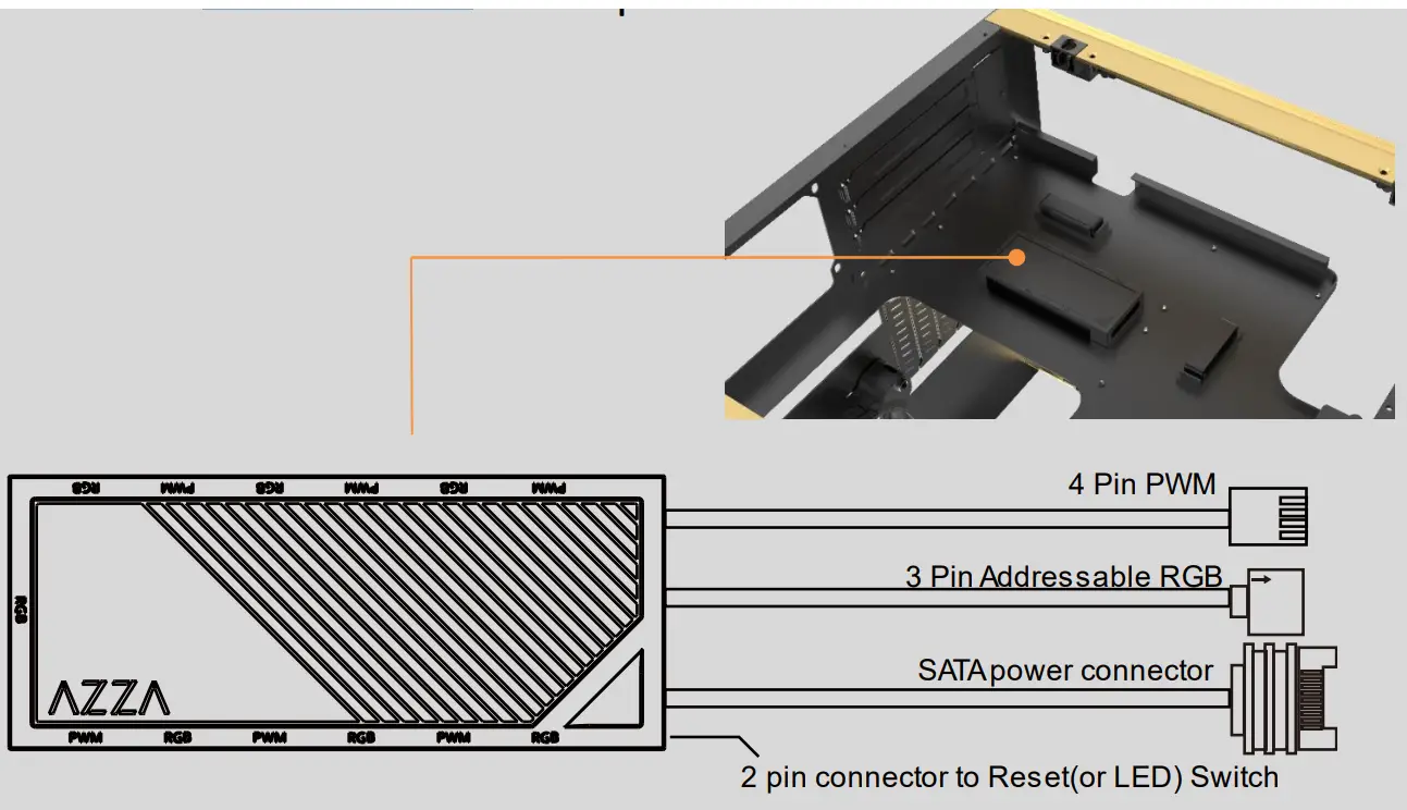 AZZA CSAZ 902 Luxurious Cube Case with Infinity Mirror - Hub Function