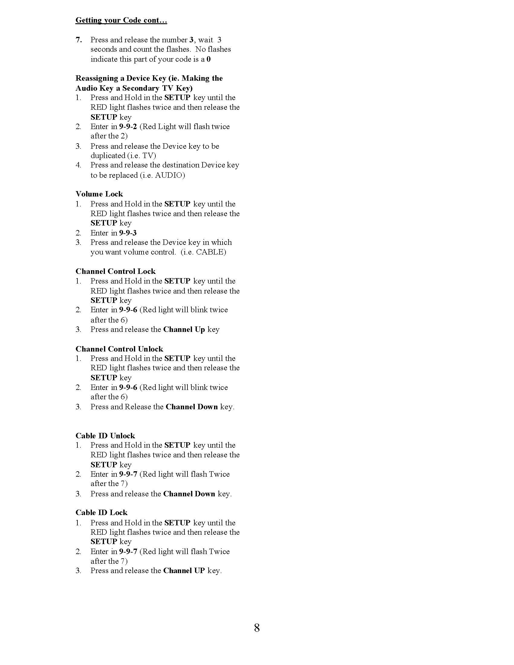 Millennium Remote Setup Codes