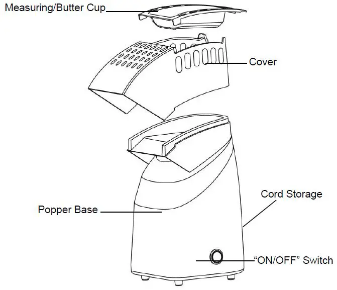 WestBend PC8448BL13 16 Cooked Cup Hot Air Popcorn Popper fig-1