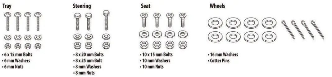 COSTWAY GT3451A Steerable Garden Cart Rolling Work Seat - Hardware