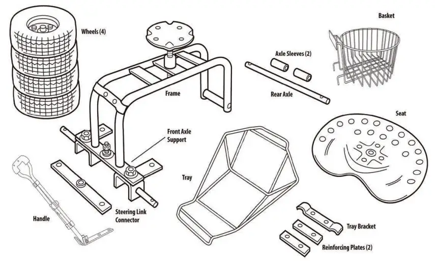 COSTWAY GT3451A Steerable Garden Cart Rolling Work Seat - Instruction for Assembly 1
