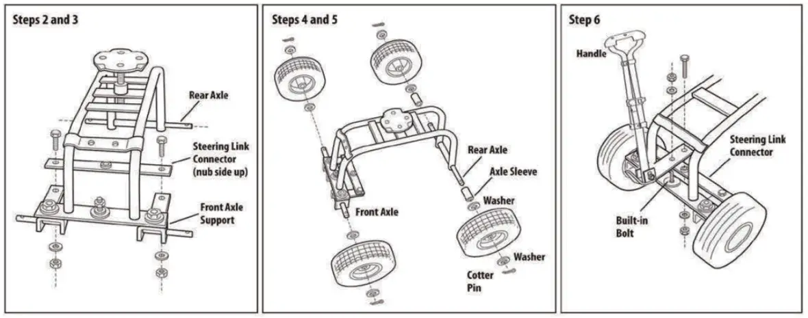 COSTWAY GT3451A Steerable Garden Cart Rolling Work Seat - Instruction for Assembly 2