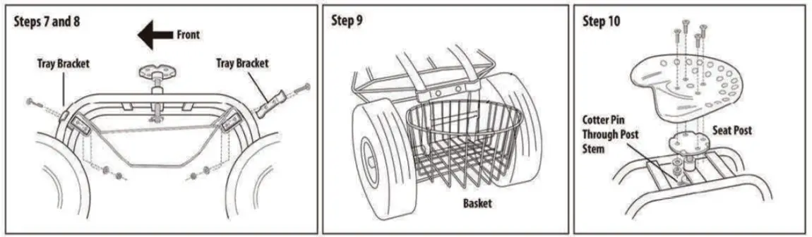 COSTWAY GT3451A Steerable Garden Cart Rolling Work Seat - Instruction for Assembly 3