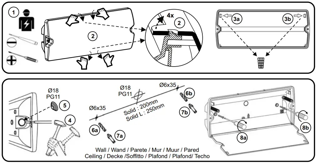 THORN Voyager Solid MS E3-S WH Surface Mounted LED Emergency Lighting luminaire Instruction Manual - Installation