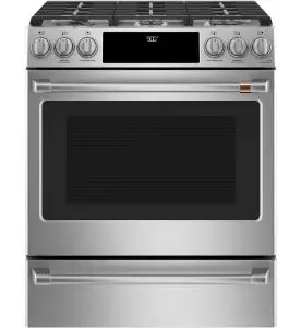 CAFE 30" Slide-In Front Control Dual-Fuel Convection Range with Warming Drawer