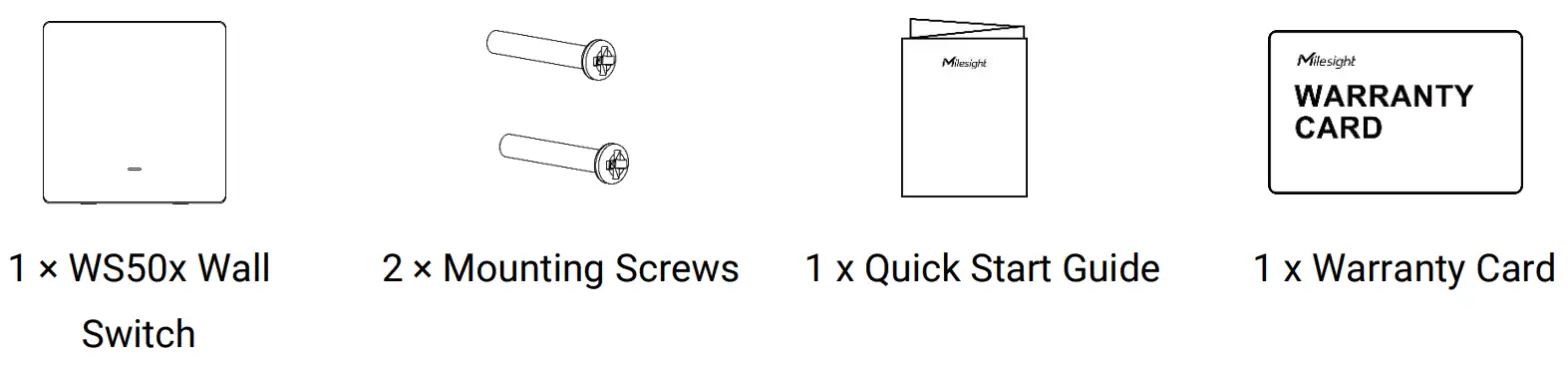 Milesight WS50x Smart LoRaWAN Wall Switch - Packing List