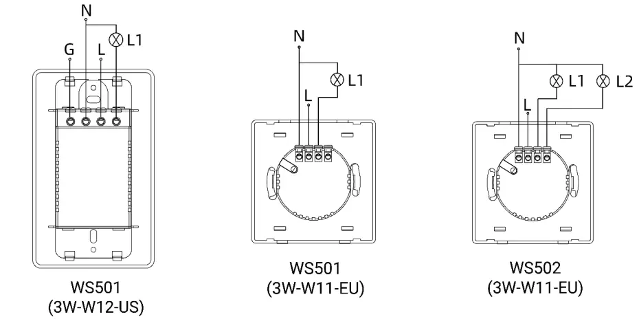 Milesight WS50x Smart LoRaWAN Wall Switch - Wiring Diagram