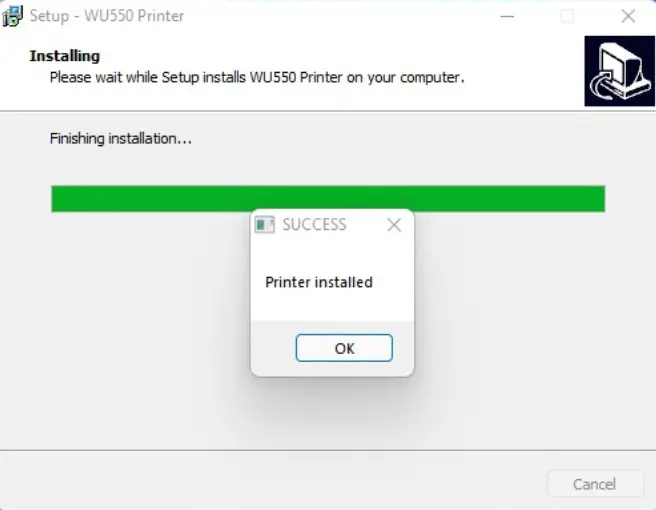 Xiamen Labelrange Technology WU550 Label Printer - Installing the wireless Driver Software 3