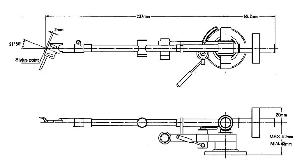 MICRO SEIKI MA-707 Dynamic Balance Gimbal Bearing Tonearm 27