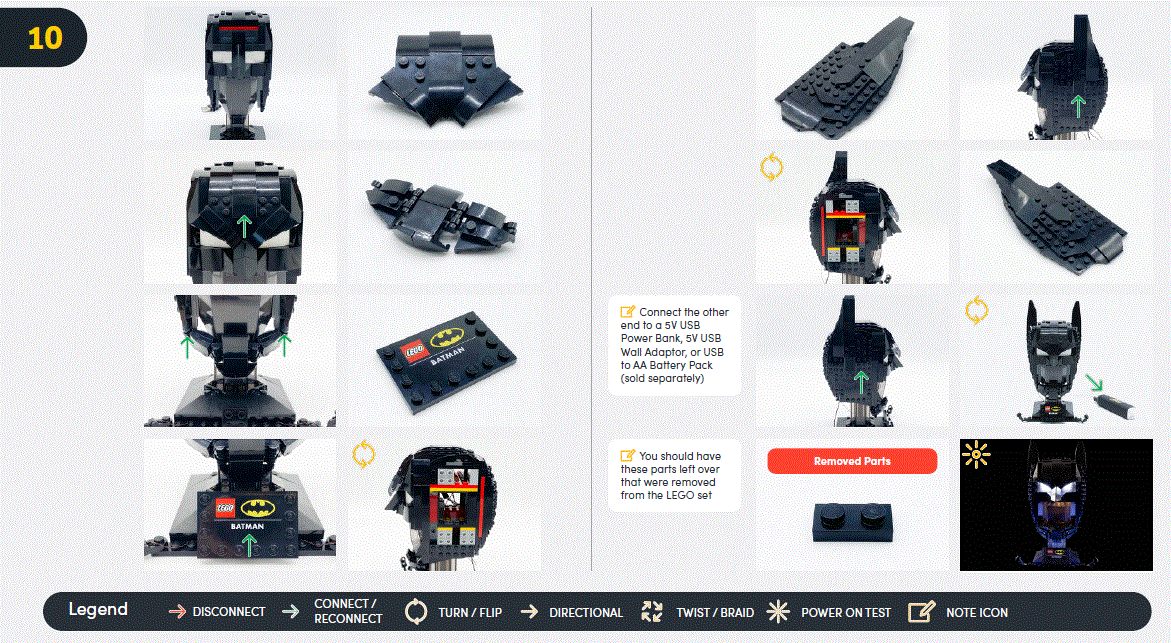 LIGHT MY BRICKS 76182 Batman Cowl Light Kit Installation fig 16