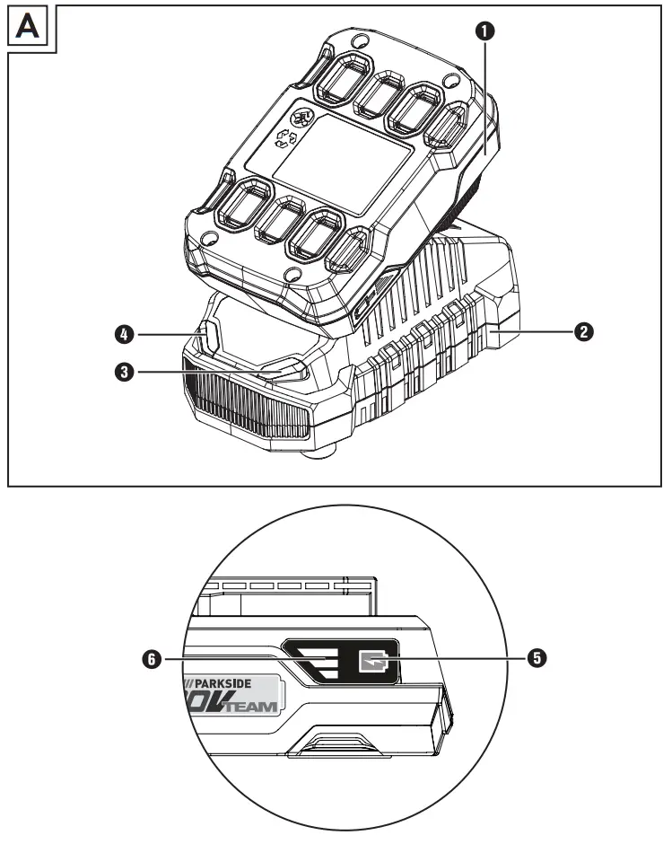 PARKSIDE IAN 373428 2104 Rechargeable Battery 20V 2 AH Plus Charger - fig