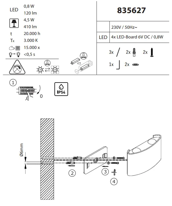 Paul Neuhaus 835627 CARLO LED Wall Light - Fig 1