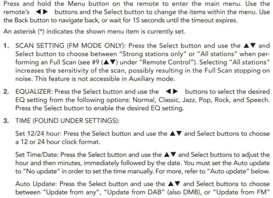 FIG 9 Menu and Specific Features