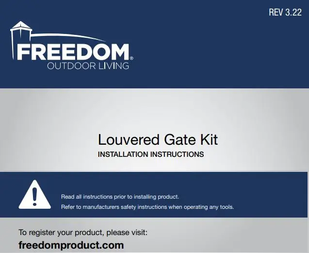 FREEDOM 73040719 Louvered Gate Kit Instruction Manual