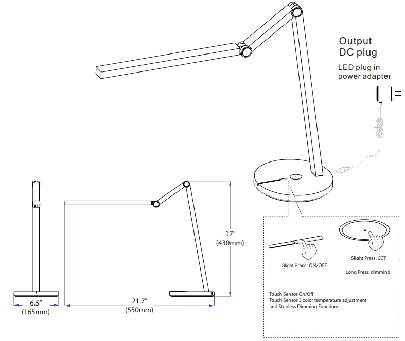 Dainolite MAN 168 LED Desk Lamp Black-