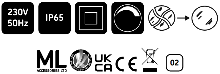 Knightsbridge ALC1BK Alana IP65 Black GU10 Up Down Wall light - fig