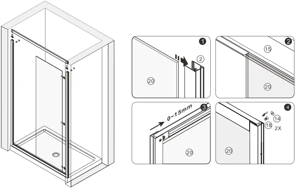 Pavo BeBa 26058 Sliding Door Enclosure B4