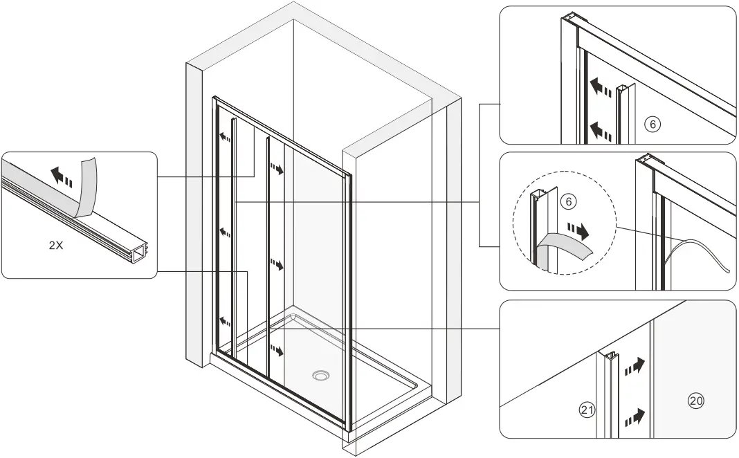 Pavo BeBa 26058 Sliding Door Enclosure B6
