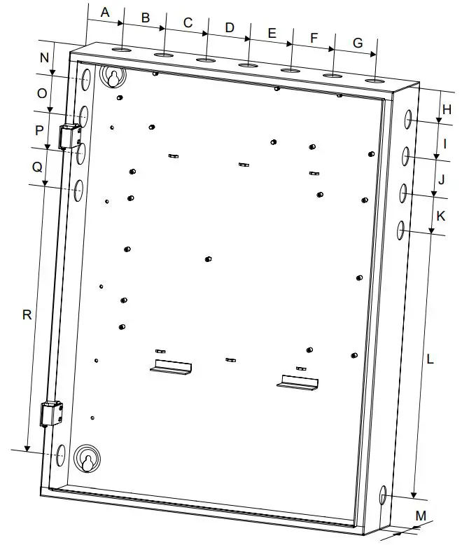 SIEMENS FH2016 EBA2001 Booster Amplifier Enclosure Installation Guide - Dimension drawing for cable entries