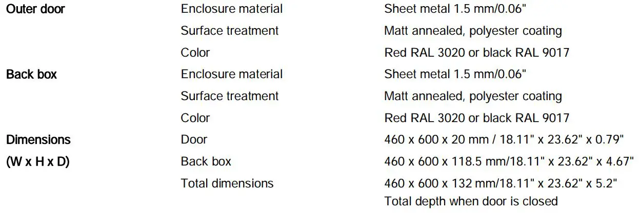 SIEMENS FH2016 EBA2001 Booster Amplifier Enclosure Installation Guide - Technical data