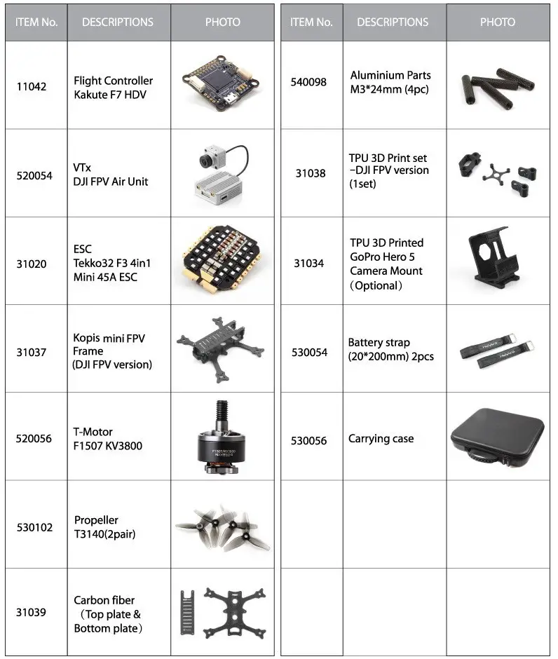 Holybro E11-F9B-077 Kopis Mini Vista HD FPV-PARTS