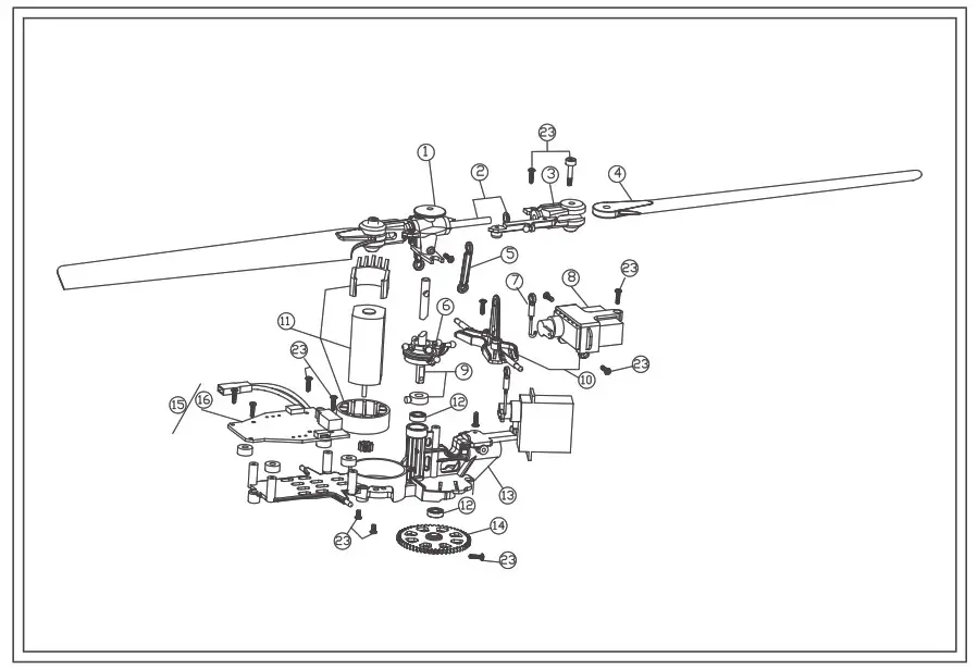 EACHINE E130 4CH Single-Rotor Flybarless Helicopter-EXPLODED VIEW