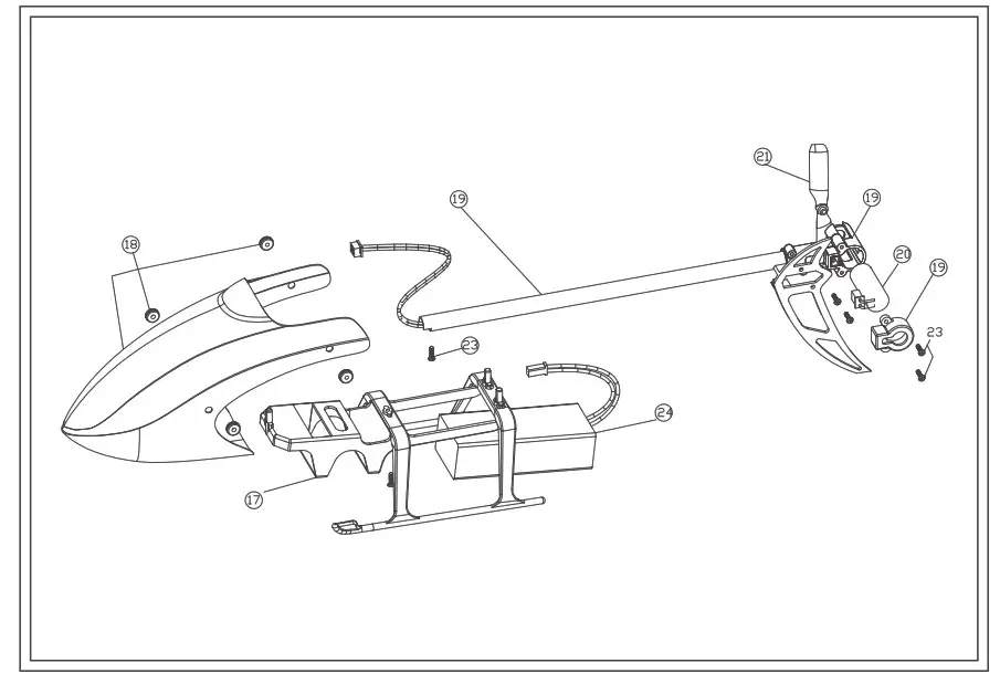 EACHINE E130 4CH Single-Rotor Flybarless Helicopter- EXPLODED VIEW