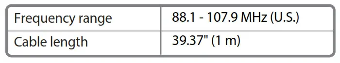 NS-M35FMT2-C 3.5 mm Universal FM Transmitter - SPECIFICATIONS