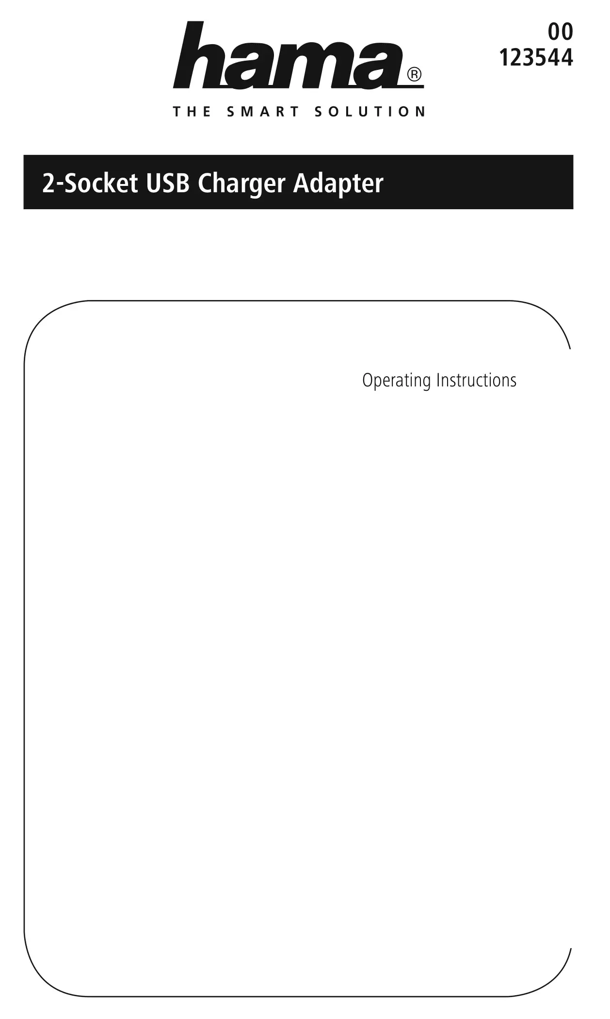 hama 00123544 2-Socket USB Charger Adapter Instruction Manual