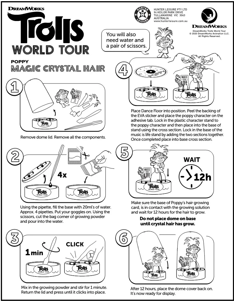 DREAMWORKS Poppy Magic Crystal Hair Instructions