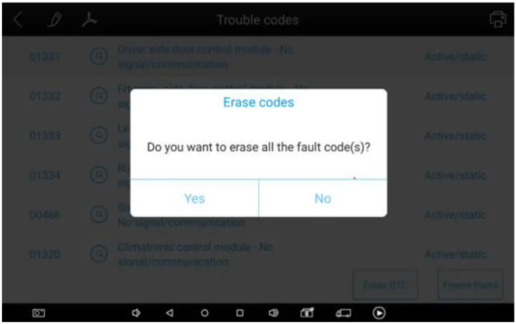 XTOOL Diagnosis System._ Clear DTCs