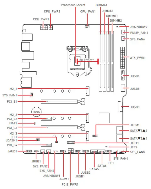 msi Z590 PRO Wi-Fi Z590-A PRO Motherboard Overview of Components