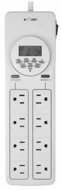 BN LINK BNC U1S 8 Outlet Surge Protector with Digital Timer