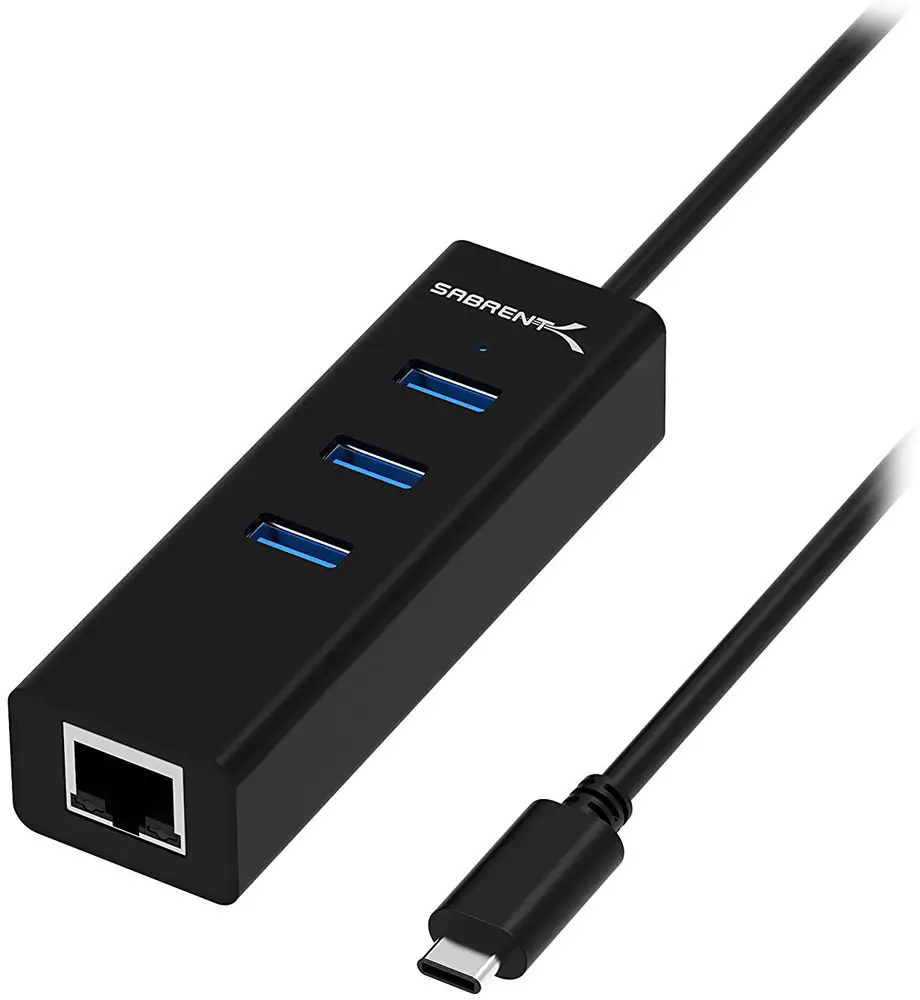 SABRENT HB-NTUC 3-Port USB Type-A Hub with Gigabit Ethernet