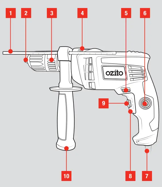 ozito HDR-7113 Hammer Drill FIG 1