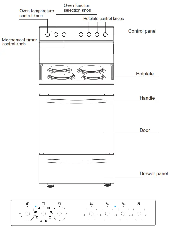 VOGUE APPLIANCES 310105 Freestanding Oven 600mm with Hotplate - fig
