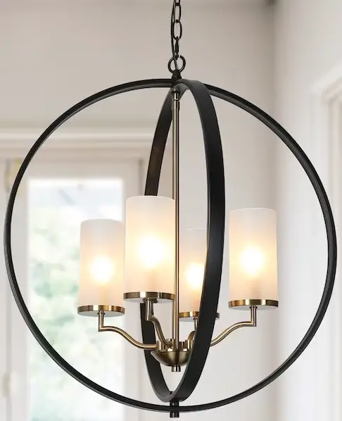 ZEVNI A04775 Ante 4-Light Black/Gold Transitional Chandelier