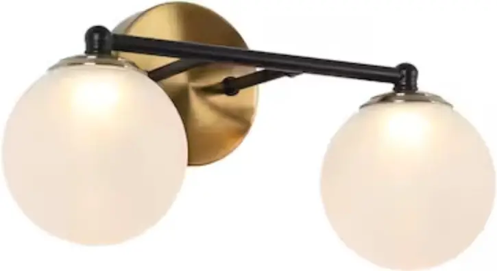 ZEVNI A04515 Tedman 15.7-Inch 2-Light Brass-Black Modern-Contemporary Vanity Light