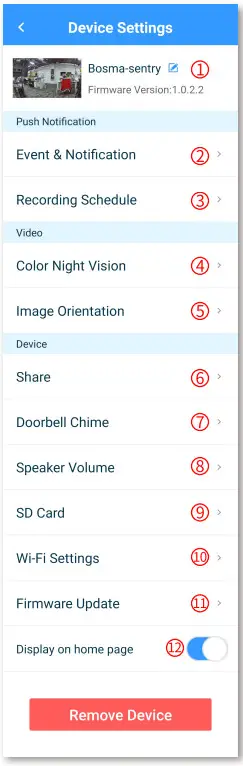 BOSMA 851781007869 Sentry Video Doorbell - advanced settting