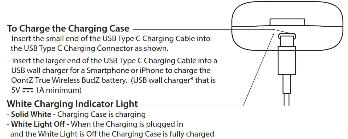 Oontz BudZ Bluetooth Earbuds - Front of Charging Case 1