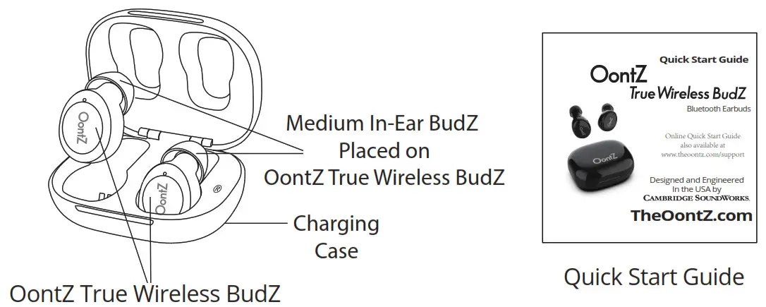 Oontz BudZ Bluetooth Earbuds - In the Package