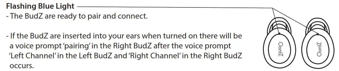 Oontz BudZ Bluetooth Earbuds - Pair & Connect with Your Device - Step 1