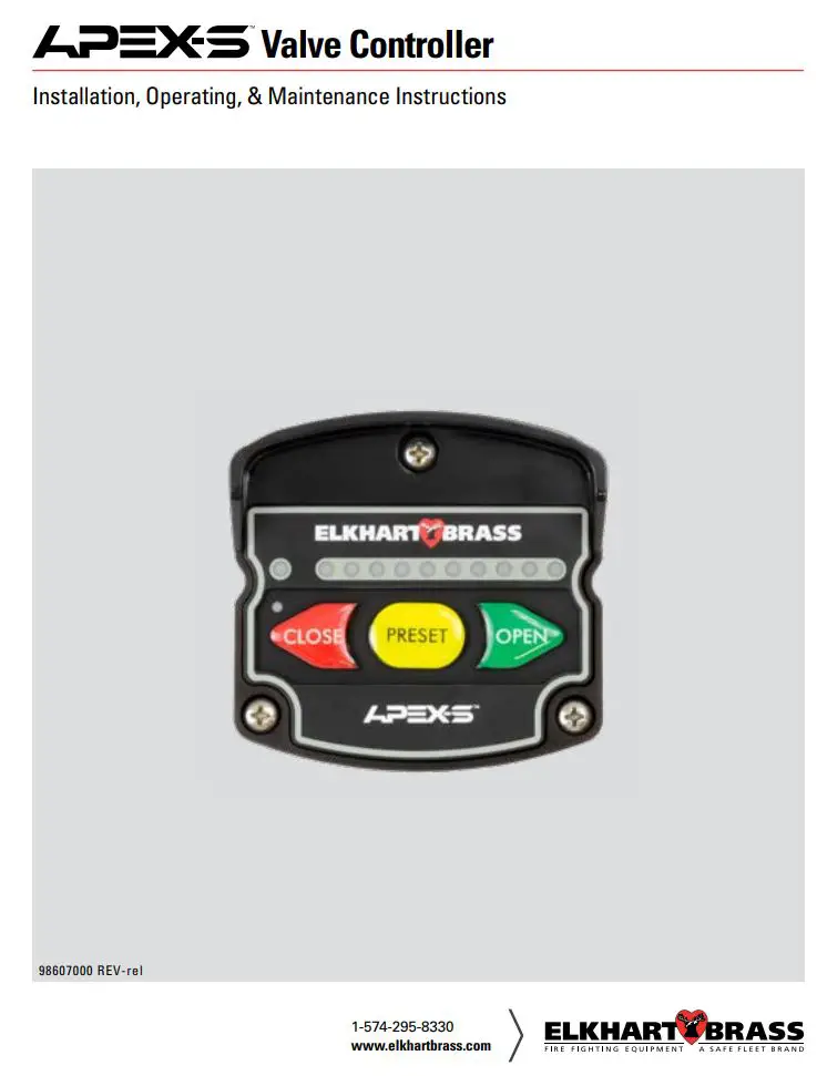 ELKHART BRASS APEX-S Valve Controller Instruction Manual