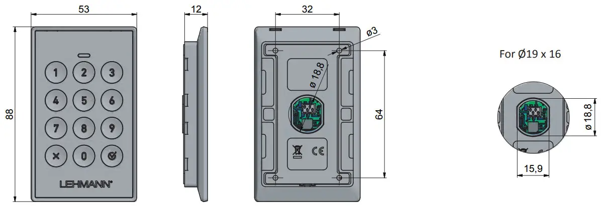 LEHMANN M610 TA03 Locker lock with Keypad - Keypad TA03 without labeling clip