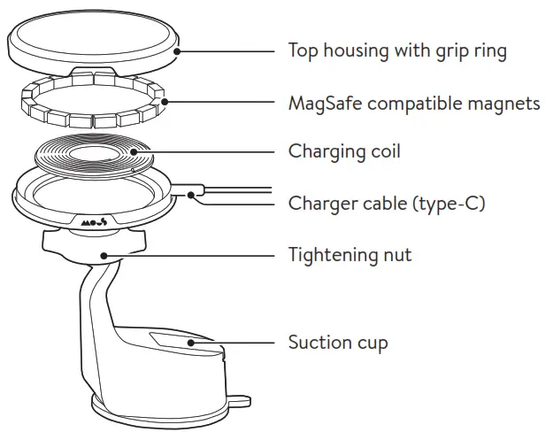 Mous A 555 MagSafe Compatible Charging Munt - Charging coil