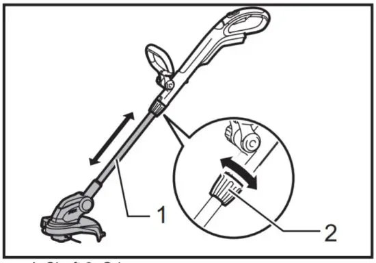 makita DUR141 Cordless String Trimmer -Adjusting the shaft length