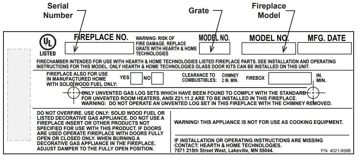 heatilator BIR50 B Wood Fire Place - Location