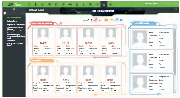 ZKTeco SpeedFace-V5L[QR] Series Visible Light Facial Recognition Terminal 24