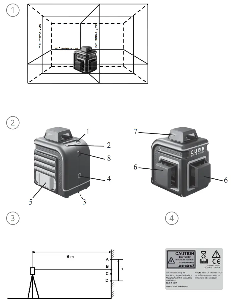 ADA INSTRUMENTS А00560 Cube 3 360 Green Line Laser - parts
